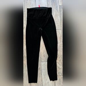 SPANX Womens Black Velvet Velour Leggings Medium Holiday Christmas